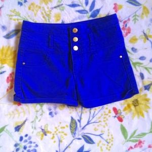 High WaistednBlue Refugee Shorts